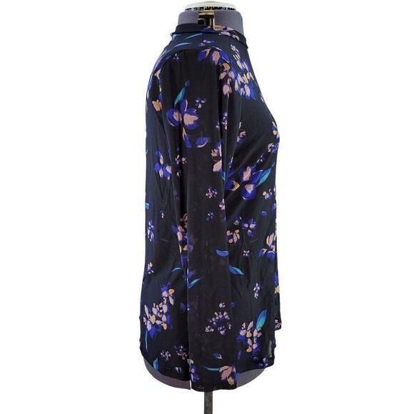 Avaā&āVivĀ BlackāFloralāLongāSleeveāMeshāTopāSzā3X - Picture 2 of 7